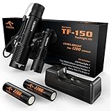 KANGORA LED Flashlight Kit - 5 Modes - Water-Resistant Handheld Flashlights with Rechargeable 18650 Battery Charger for Camping, Hiking, Cycling, and Emergency Search Missions