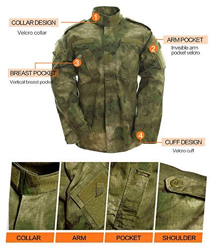 Mens Tactical Jackets and Pants Set Military Uniform Combat Camouflage Suit for Paintball Hunting