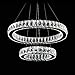 MEEROSEE MD2226-53MN Modern Crystal Ceiling Fixture LED Contemporary Adjustable Stainless Steel 2 Rings Lights Chandelier, Big Cool White 2r