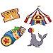 BLUE PANDA - Carnival Cutouts Party Supplies - 12-Piece Circus Theme Birthday Party Favors Animals, Clown Performers, Colorful Print Design Decoration on 350 GSM Paper