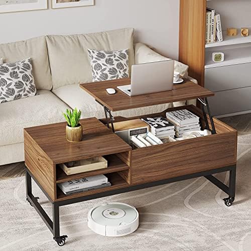 Raybee Lift Top Coffee Table on Wheels Wooden Coffee Table with