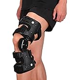 Komzer OA Unloader Knee Brace, Adjustable ROM & Stabilizing Support Used for Unloading Joint Pressure Caused by Bone-on-Bone Osteoarthritis, Capable of Delaying Surgery & Correcting Bow Legs/Valgus (Black, Left)