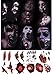 Halloween Tattoos, Scar Tattoos, Waterproof Body Face Wound Zombie Scar Wound Tattoos, Fake Blood Horror Injury Tattoo Stickers for Halloween Costume Party, Vampire Zombies Cosplay (6 Pack)