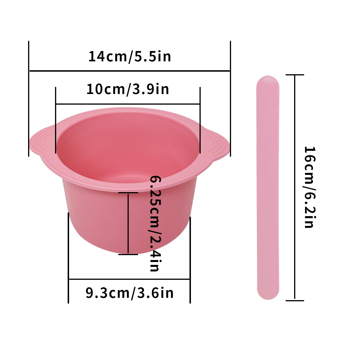 Silicone Wax Bowl Non-Stick Hair Removal Pot Liner with Wax Spatula (Pink)