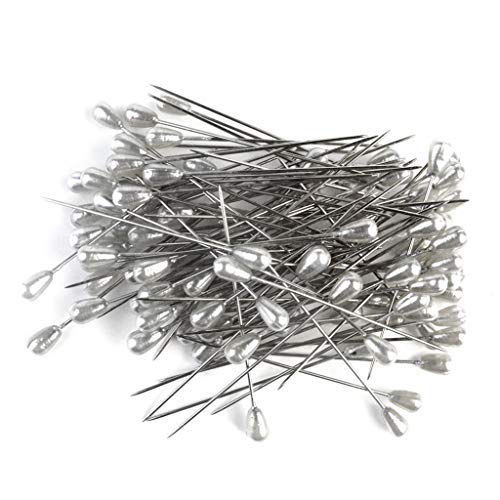 Tongcloud 300pcs Flower Pins Corsages Pins Pearl Pins Head Pins Straight Pins Bouquet Pins Crystal Pins for Weddings Anniversary Flower Decoration Centerpieces 3 Styles (Transparent and White, 2'')