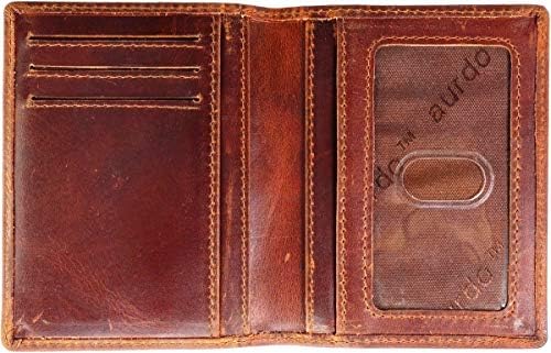 AurDo Men's RFID Blocking Double Id Bifold Slim Leather Wallet