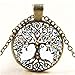 Hithop 1pc Vintage Ladies' Necklace the Tree of Life Glass Gem Pendant Long Chain Blessing Necklaces