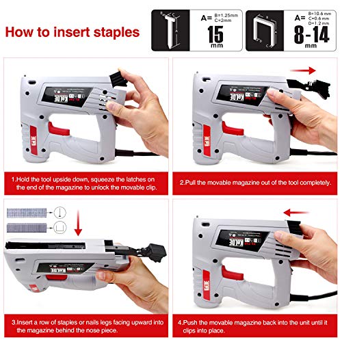 Electric Staple Gun Kit, KeLDE 120V Power Stapler/Brad Nailer with Adjustable Firing Mode Switch, Includes 1500pc T50 Staples and 500pc 15mm Brad Nails