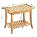 SONGMICS Bamboo Shower Bench Seat, Portable Spa Bathing Stool, with Towel Shelf for Indoor or Outdoor, Handles, Natural UBCB25Y