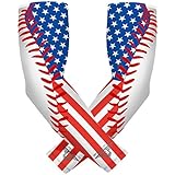 Bucwild Sports Compression Arm Sleeves (Pair) Youth & Adult Sizes Football, Baseball, Basketball, Cycling, Tennis Flag Baseball Thread Youth Small YS