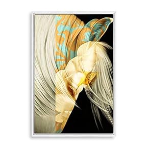 Framed Canvas Home Artwork Decoration Golden Abstract Art Canvas Wall Art for Living Room, Bedroom - 16x24 inches