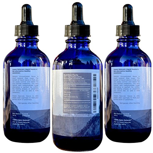 Liquid Stevia Drops Natural Sweetener - 4oz Droplet Bottle - No Aftertaste, No Artificial Sucralose, No Calories, Sugar Free - Easily Mix into Hot and Cold Beverages and Healthy Treats - Aspen Natural