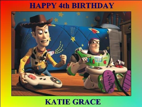 TOY STORY PERSONALIZED 10" x 7.5" ICING CAKE TOPPER- PERSONALISED FREE ANY NAME,AGE OR MESSAGE