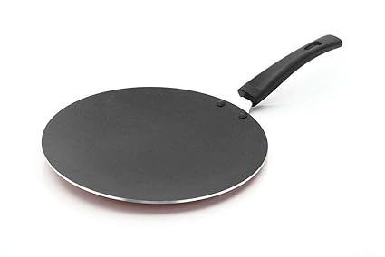 Classic Cookware 2.6mm Aluminium Non-Stick Concave Tawa, 23 cm, Red Color