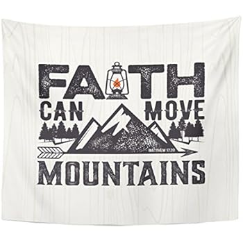 Emvency Tapestry Biblical Christian Lettering Faith Can Move Mountains Matthew 17 Home Decor Wall Hanging for Living Room Bedroom Dorm 50x60 inches