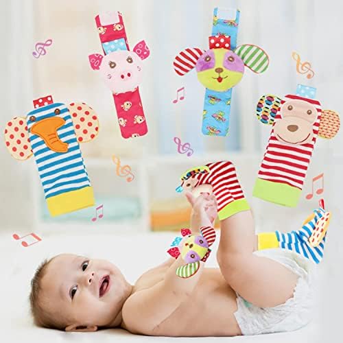 Soft Baby Rattle Toys Foot Finder Socks Wrists Rattles, Ankle Leg Hand