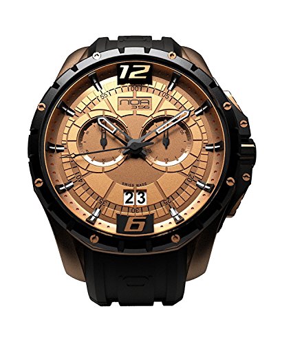 NOA Unisex Swiss Quartz Watch - Premium Analog Display With Rose Gold Dial and Black Watch Band - White and Black Accents - Water Resistant Stainless Steel Fashion - SKCH-002