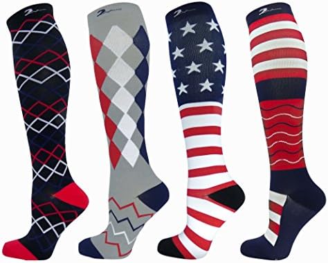 Swell Relief Patriotic Graduated Moderate Compression Sock Set of 4 Pair