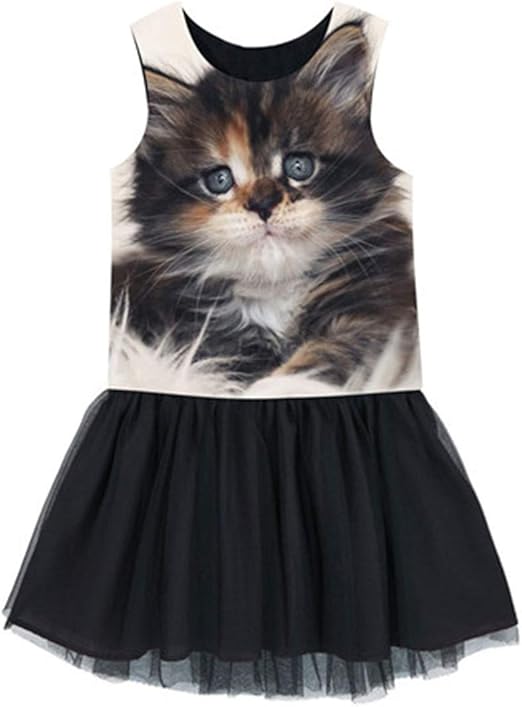 Summer Girl Dresses Cat Print Girls Clothes Baby Casual Dress Princess