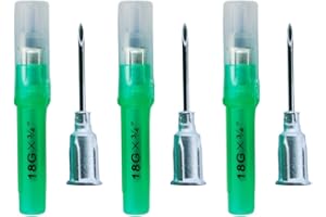 ELIMEDICAL Eli-Vet Veterinary Aluminum Hub Needle, 18G x 3/4 inch (19 mm), Individual Sheath, 100 per Box, AHN1819