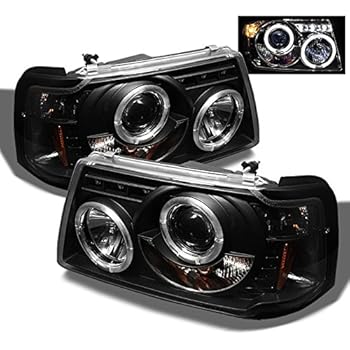 For 2001-2012 Ford Ranger Pickup 2 in 1 Black Bezel Dual Halo Ring Projector Headlights w/Corner Signal Lamps
