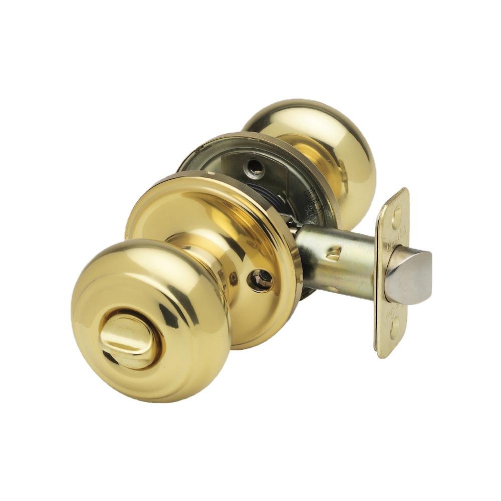 Photo 1 of Copper Creek Colonial Privacy Interior Door Knob – ANSI Grade-3 Certified, Modern Heavy Duty Handle, Easy Install and Reversible for Bedroom, Bathroom and Closets – Polished Brass (1 Pack)