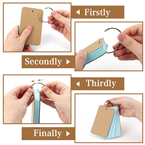 Koogel 300 Pcs Colored Index Cards, 3 x 5 Inch Study Cards Colored Notecards on Ring Flash Cards for School Learning Memory Recipe Cards Game Card