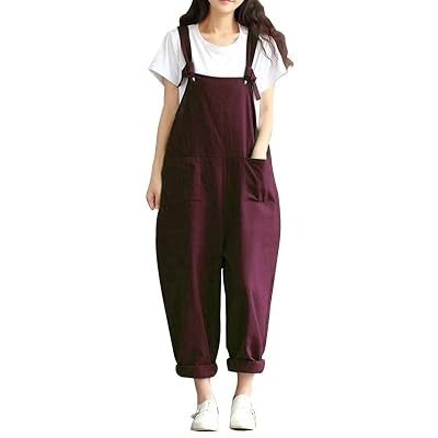 Raroauf Womens Casual Jumpsuits Overalls Baggy Bib Pants Plus Size Wide Leg Rompers