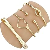 4Pcs Gold Bracelets Bangles Gold Jewelry Sets for Women Ladies Bracelet,Dainty Gold Bracelets Bangle Wrap Cuff for Women Trendy Stackable Bracelets