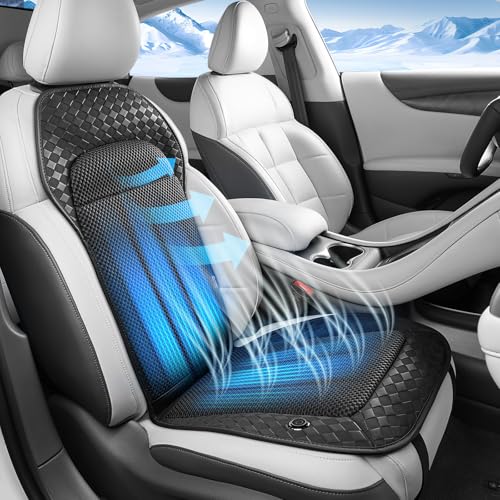 Coverado Cooling Car Seat Cushion, 12V-24V Ventilated Seat Pad with 8 Turbo Fan…