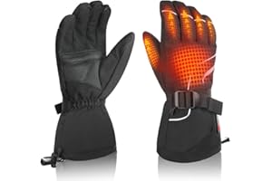 DINSVTA Heated Gloves, Unisex Winter Ski Gloves, Rechargeable Electric Heating Mittens Gloves for Skiing Snowboarding Snow Hiking Hunting Winter Outdoor