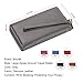 Women RFID Blocking Wallet Genuine Leather Zip Around Clutch Large Travel Purse Grey