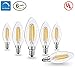 E12 LED Bulbs Candelabra LED Light Bulbs with E12 Base 40W Equivalent Halogen Replacement Warm White 2700K 4W Filament Candle Light Bulbs with 400 Lumen 6 Packs by COOWOO