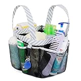 Haundry Mesh Shower Caddy Tote, Large College Dorm Bathroom Caddy Organizer with Key Hook and 2 Oxford Handles,8 Basket Pockets for Camp Gym