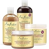 Shea Moisture Strengthen Grow & Restore Combo Bundle, Includes - 16.3 Ounce Jamaican Black Castor Oil Shampoo | 16 Ounce Leave-In Conditioner | 13 Ounce Conditioner | 12 Ounce Treatment Masque