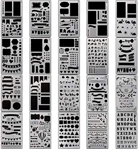 Bullet Journal Stencils, Coxeer 30PCS Planner Stencils Creative Plastic DIY Drawing Template Journal Stencil for Journal Notebook Diary Scrapbook DIY