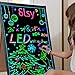 Slsy Illuminated LED Message Writing Board, 24''X16 Erasable Neon Effect Menu Sign Board with 8 Fluorescent Makers, 26 Flashing Modes LED Message Board