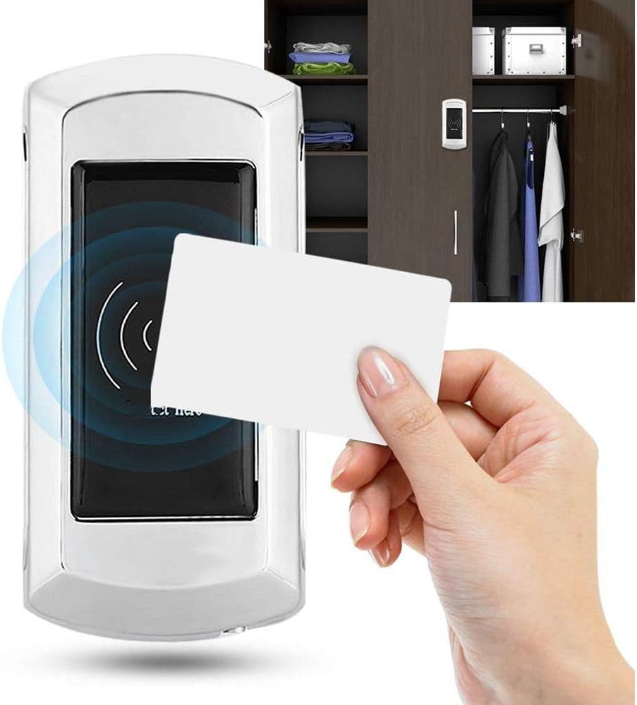 KJRJS Drawer Lock, Zinc Alloy Smart Electronic Cabinet Lock with Access Card for Home/Hotel/Office (Color : Gold)