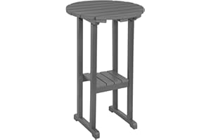 Sundale Outdoor 39 Inches Height Adirondack Bar Table, Patio HDPE Pub Height Round Counter Table, All Weather High Top Bistro Table for Outside Deck Porch Balcony Poolside, Gray
