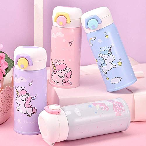 Kids Water Bottle Thermoses Unicorn Water Bottle Cup Metal Stainless Steel Vacuum Insulated Water Flask for School Kids Girls Lunch Box Leak Proof BPA Free white Unicorn