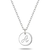 JEMUALE Initial Necklaces for Women 925 Sterling Silver Necklaces Dainty Letter Round Coin Disc Pendant Gold Silver Necklace Trendy Jewelry