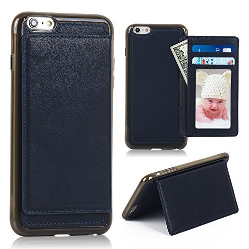 Zixia Slim Leather Wallet Credit Card Holder with Stand Feature Soft Protective Shell for Apple iPhone 6 6S Plus 5.5" Cases Cover Original packaging (Dark Blue)