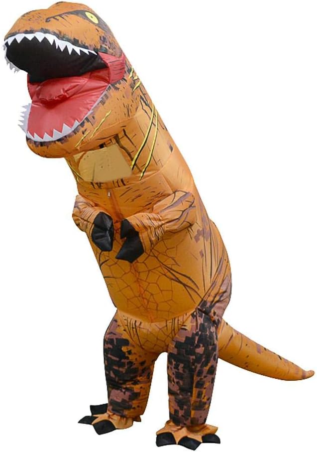 prettygood7 Inflatable Dinosaur Costume T Rex Children Halloween Cosplay (Light Brown)