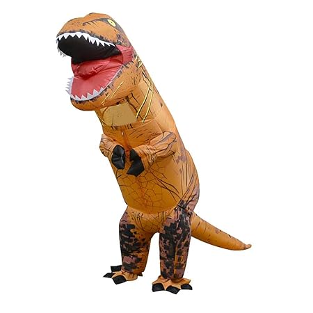 Foru-1 Aufblasbares Dinosaurier-Kostüm T-Rex Kinder-Kleid Cosplay Anzug für Kinder 130-160 cm (Hellbraun)