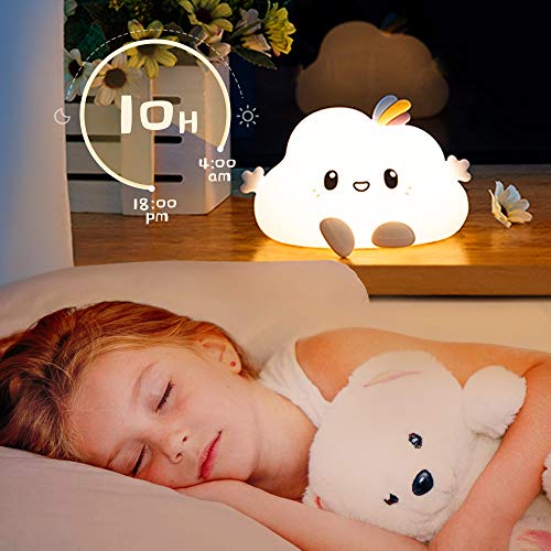 One Fire Cute Night Light for Kids,Baby Children Nightlight,Nursery Cloud Color Changing Bright Toddler Portable Lamp Remote,Squishy Soft Led Silicone Glow Battery Operated Night-Light for Bedroom