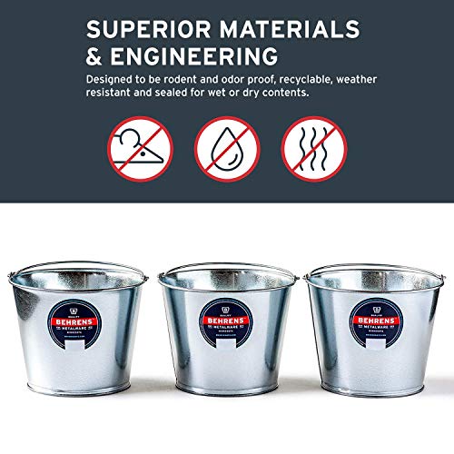 Behrens 1205GS 3Pack Galvanized Steel Utility Pail, 5Quart, silver