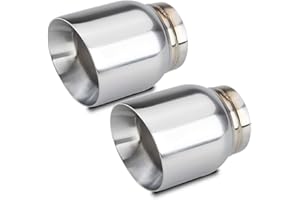LCGP 3" Inlet Universal Exhaust Tip Pack of 2, 4" Outlet - 5" Long, Stainless Steel Double Wall Angle Cut