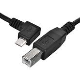 NFHK Cable OTG Micro USB Male to Standard B Male Micro OTG 90 Degree Left Angled to USB Type B Printer Scanner SSD Disk Lectronic Musical Instrument Midi Keyboard Cable 60cm