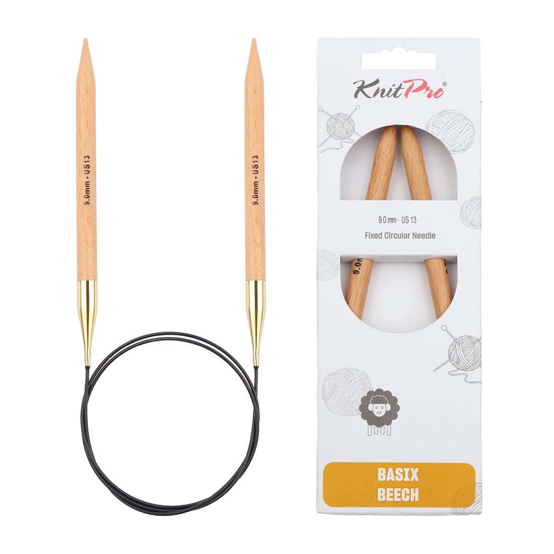 KnitPro Basix Beech Fixed Circular Needles 32" (80cm) | 9.00mm — image 1