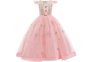 IBTOM CASTLE Flower Girls Maxi Dress Bridesmaid Wedding Pageant Party Princess Communion Floral Boho Vintage Lace Dance Gown